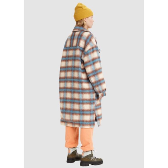 Levis Selma Oversized Cozy Shirt Jacket Size Xsmall Libby Plaid Bonnie Blue NWT - Picture 2 of 6